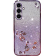 Etui do Samsung Galaxy A54, Glitter Flower, fioletowe