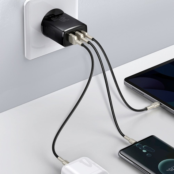 BASEUS Ładowarka Sieciowa 2xUSB + USB Type-C, 30W, Black