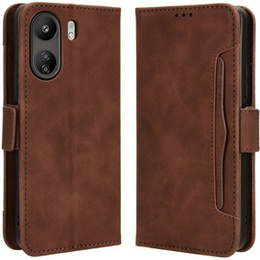Etui z klapką do Xiaomi Redmi 13C / Poco C65, Card Slot, brązowe