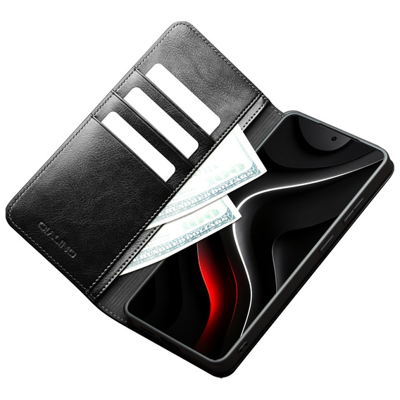 Skórzane etui Qialino do Samsung Galaxy S26 Ultra, czarne