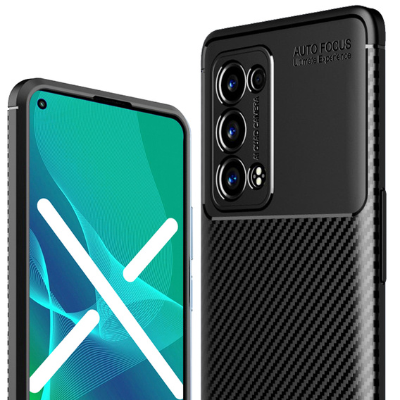 Etui do Oppo Reno6 Pro 5G / Pro+ 5G, Carbon Gel, czarne