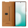 Etui z klapką NILLKIN do Samsung Galaxy Z Fold7, CamShield Qin Pro, skórzane z rysikiem, brązowe