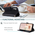 Etui z klapką do Samsung Galaxy S25 FE, Rhombus Crossbody Leather, czarne