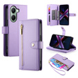 Etui z klapką do Xiaomi Poco X7 Pro 5G, Wallet Zipper Pocket, fioletowe