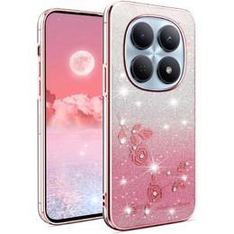 Etui do Xiaomi Redmi Note 15 5G / Poco M8 5G, Glitter Flower, różowe