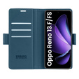 Etui do Oppo Reno 13F / Oppo Reno 13FS, ERBORD Glossy Litchi, portfel z klapką, niebieskie