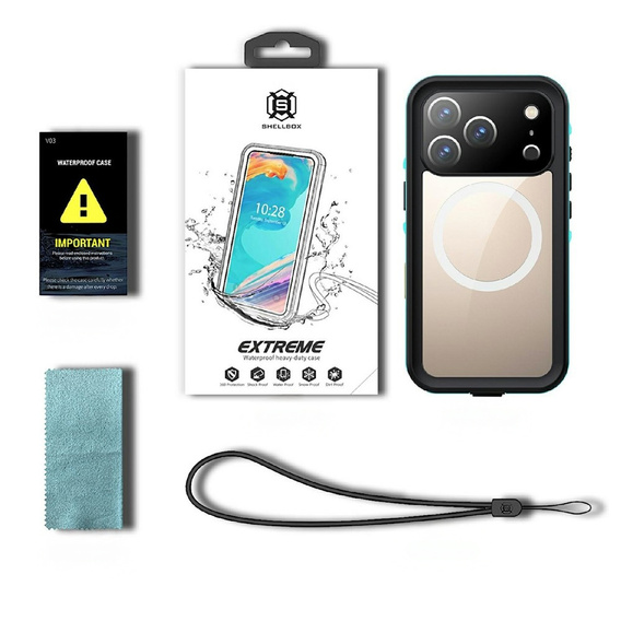 Etui Wodoodporne IP68 do iPhone 17 Pro, SHELLBOX MagSafe, czarne