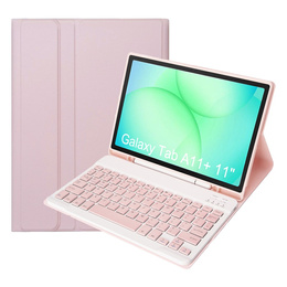 Etui z klawiaturą do Samsung Galaxy Tab A11+, Leather Pen Slot, różowe