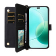 Etui portfelowe do Honor 400 Lite – czarne, z paskiem na ramię i nadgarstek, funkcją podstawki