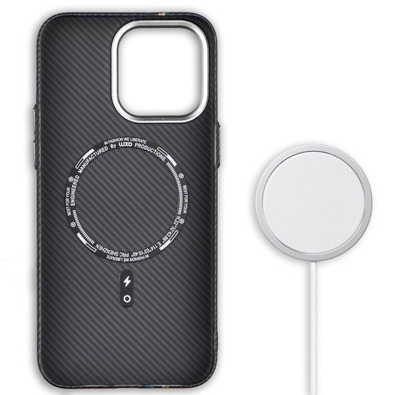 Etui do iPhone 13 Pro Max, Carbon Fiber MagSafe, czarne