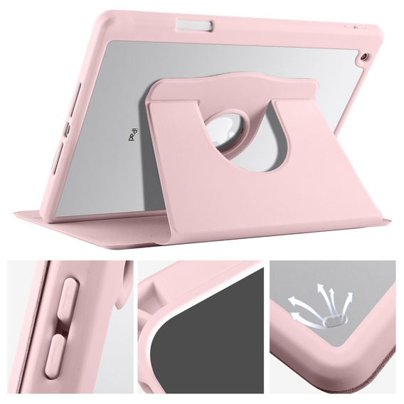 Etui do iPad 10.2" 2021/2020/2019 (9/8/7 gen.), z miejscem na rysik, Obrotowe 360°, Różowe