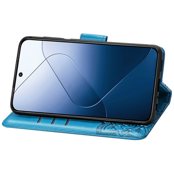 Etui z klapką do Xiaomi 14T Pro, Butterfly, niebieskie