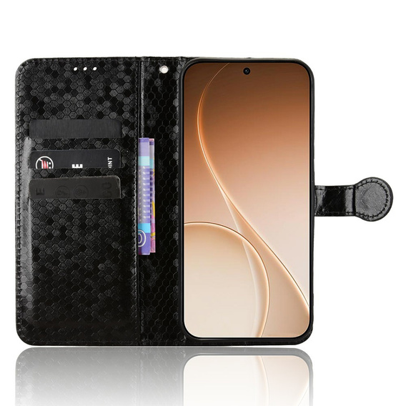 Etui z klapką do Oppo Reno 15 F / 15 FS, Wallet Rhombus, czarne