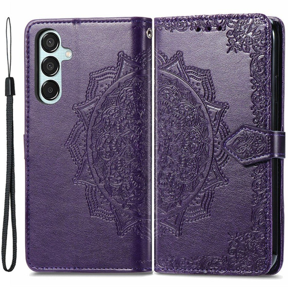 Etui z klapką do Samsung Galaxy M15 5G, Mandala, fioletowe