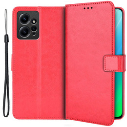 Etui z klapką do Xiaomi Redmi Note 12 4G, Crazy Horse Wallet, czerwone