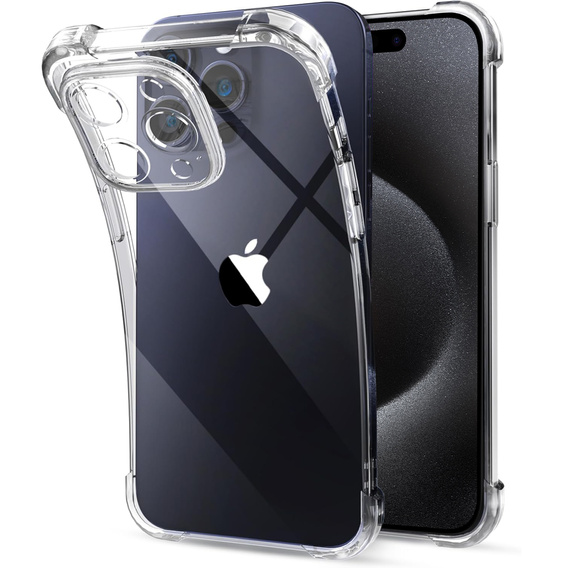 Etui do iPhone 15 Pro, Anti-Shock, przezroczyste + Szkło 9H