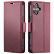 Etui do iPhone 17, ERBORD Glossy Litchi, portfel z klapką, czerwone