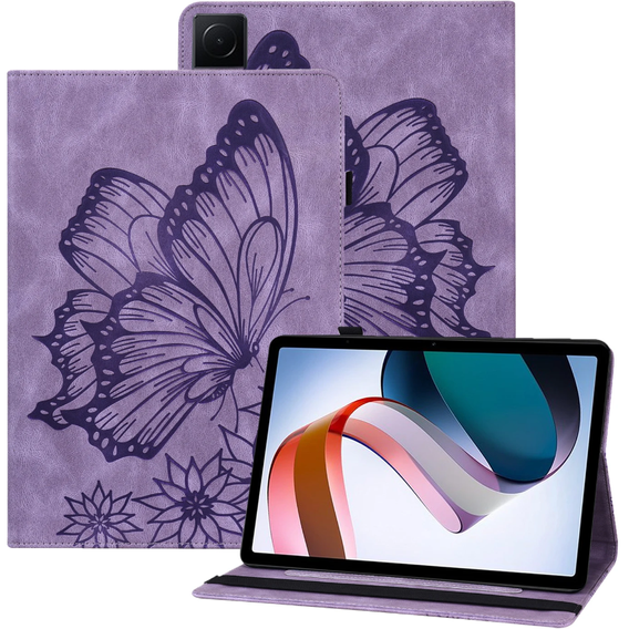 Etui do Samsung Galaxy Tab S10 Lite / S10 FE / S9 FE, Wallet Pen Slot, butterflies, Fioletowe