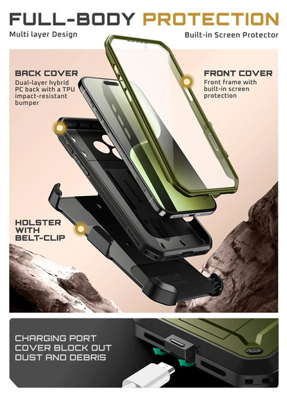 Etui Supcase do iPhone 17 Pro Max, Unicorn Beetle Pro, Guldan