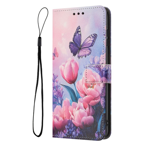 Etui portfelowe do Honor 400 Lite – różowy kwiat i motyl