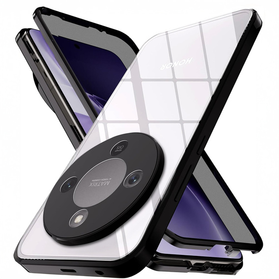 Etui do Honor Magic 8 Lite, Magnetic Dual Glass, czarne