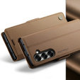 Etui z klapką CASEME do Samsung Galaxy Z Fold7 5G Litchi Wallet – brązowe