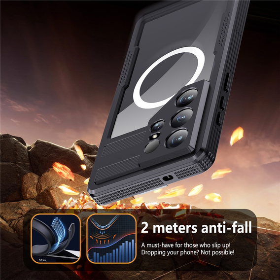 Etui wodoodporne do Samsung Galaxy S26 Ultra, Redpepper, do MagSafe, czarne