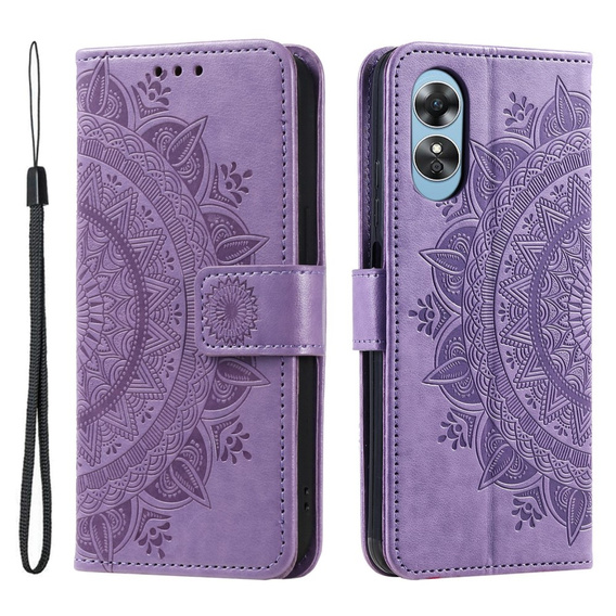 Etui z klapką do Oppo A17, Mandala, fioletowe