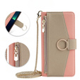 Etui z klapką do Samsung Galaxy A56 5G, Wallet Zipper Pocket, z lusterkiem, różowe
