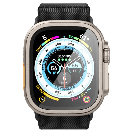 Szkło Hartowane SPIGEN GLAS.TR SLIM PRO do Apple Watch Ultra 1/2/3 49mm, z ramką, Tytanowe / Szare