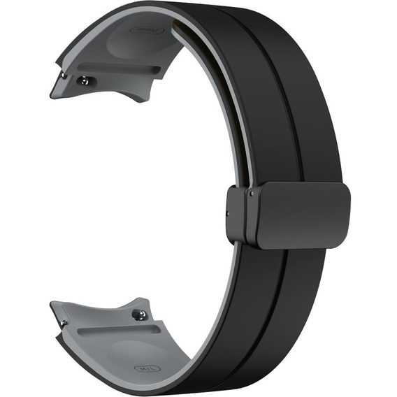 Pasek Silikonowy do Samsung Galaxy Watch 4/5/6/7/FE 40/42/43/44/45/46/47mm, Czarny / Szary