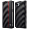 Etui z klapką do iPhone 16e, Carbon LC.IMEEKE, czarne