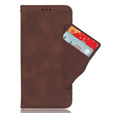 Etui z klapką do Xiaomi Poco M7 Pro 5G, Card Slot, brązowe