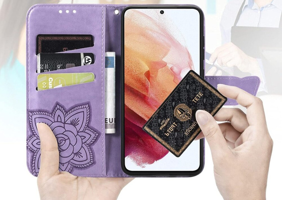 Etui z klapką do Oppo Reno 12 Pro, Butterfly, fioletowe