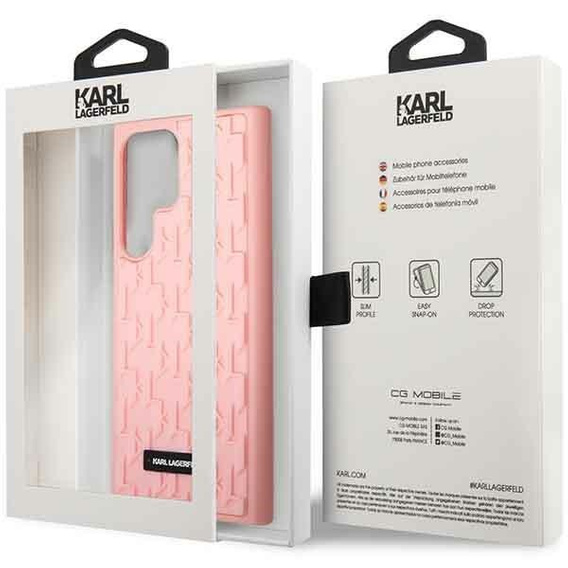 Etui Karl Lagerfeld do Samsung Galaxy S23 Ultra, Saffiano Mono Metal, różowe