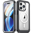 Etui do iPhone 15 Pro Max, Pancerne Full Protect 360° do MagSafe, szkło na ekran, czarne