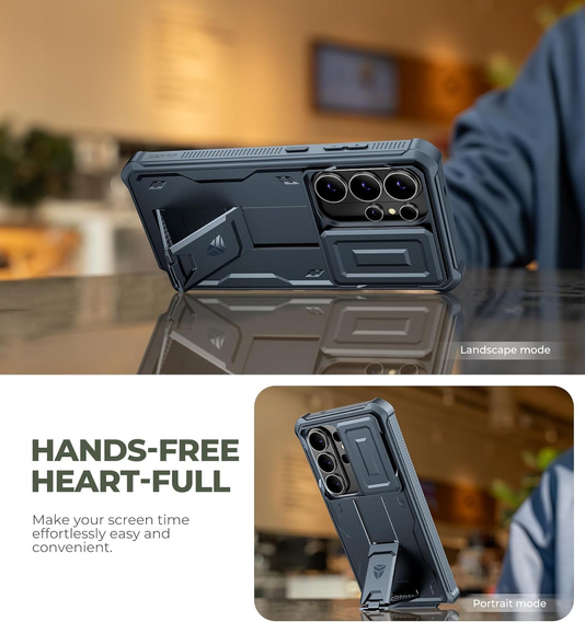 Etui pancerne do Samsung Galaxy S26 Ultra, Dexnor Full Body (Two Frames), niebieskie