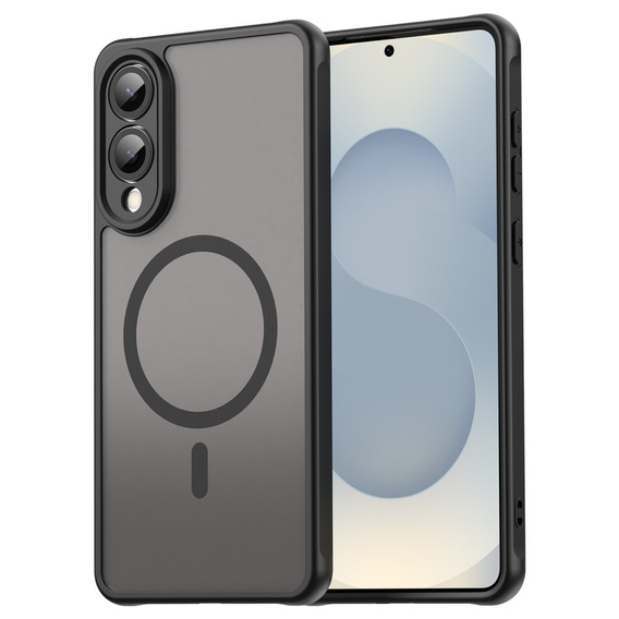 Etui do Samsung Galaxy S25 Edge, Kickstand Matt Case, do MagSafe, czarne + Szkło na ekran