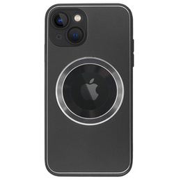 Zestaw Etui do Magsafe do iPhone 14, Hole for Apple Logo, szare + Szkło