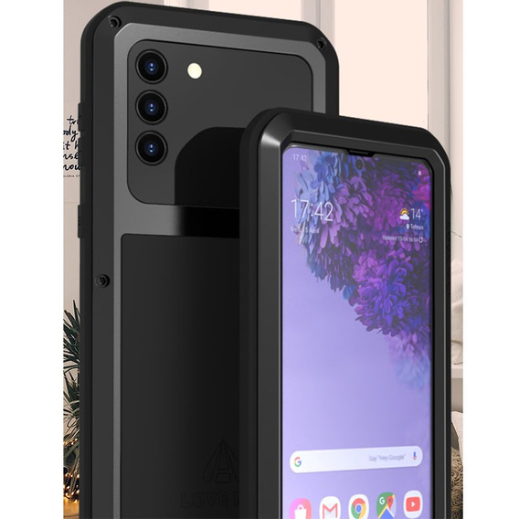 OUTLET Etui Love Mei do Samsung Galaxy S21+ Plus, pancerne ze szkłem, czarne