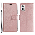 Zestaw Etui z klapką do Motorola Moto G73 5G, portfel Mandala, różowe rose gold + szkło