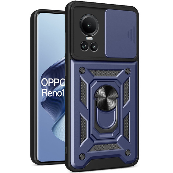 Etui pancerne do Oppo Reno 10 / 10 Pro, CamShield Slide, niebieskie