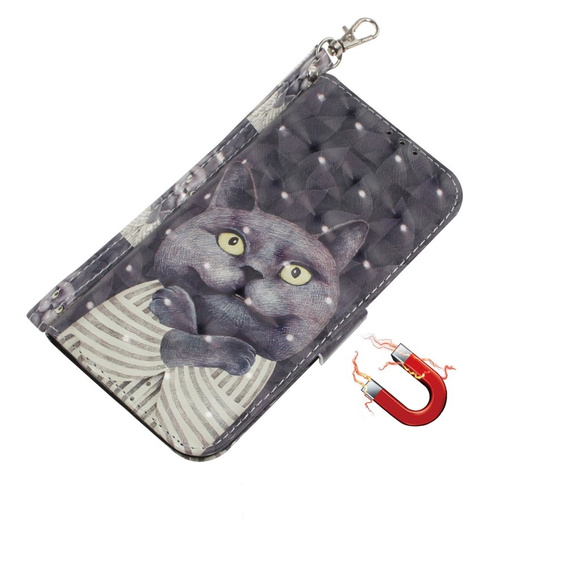 Etui z klapką do Xiaomi Redmi Note 13 5G, Wallet, Cat szare