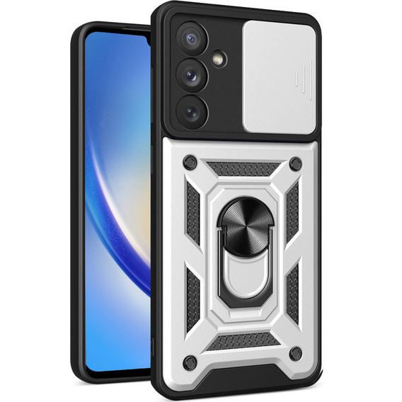 Etui pancerne do Samsung Galaxy M34, CamShield Slide, srebrne