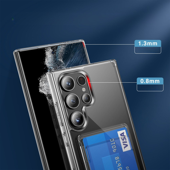Przezroczyste etui do Samsung Galaxy S25 Ultra, z kieszonką na kartę