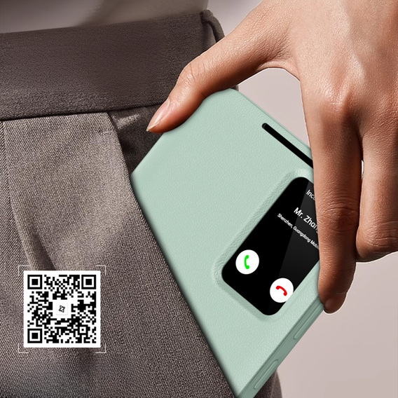 Etui z klapką do Samsung Galaxy A55 5G – zielone, Smart View Wallet z kieszenią na kartę