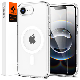 Etui z MagSafe Spigen do iPhone 16E, Ultra Hybrid, przezroczyste / białe + Szkło Hartowane 9H