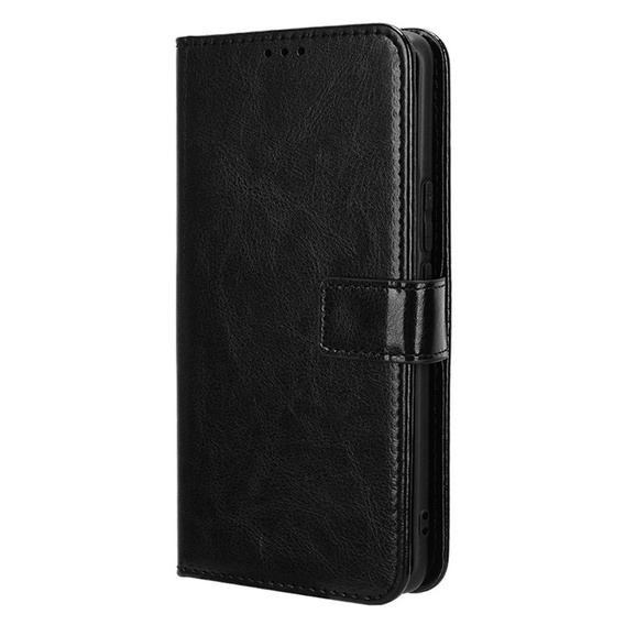 Etui z klapką do Honor Magic 6 Lite 5G, Crazy Horse Wallet, czarne