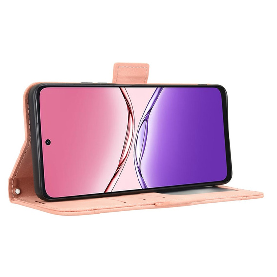 Etui z klapką do Oppo A5 Pro 5G, Card Slot, różowe