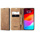 Etui do iPhone 17 Pro Max, ERBORD Vintage portfel z klapką, kawowe